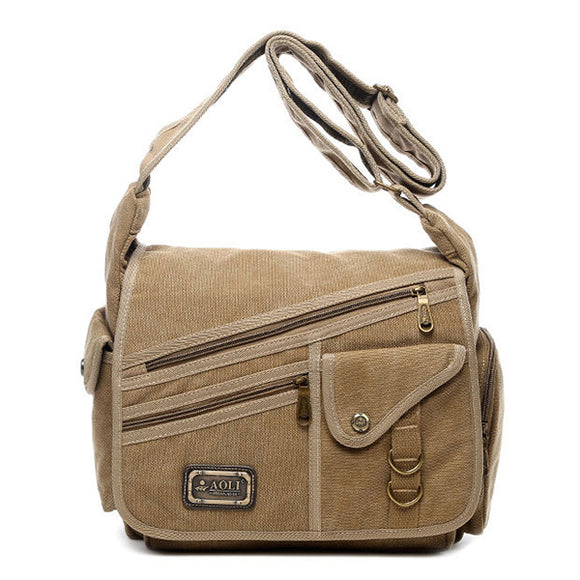 Vintage Casual Canvas Large Capacity Multi-pocket Crossbody Bag For Men