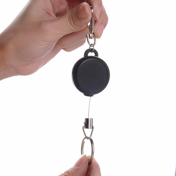 4cm High Resilience Steel Wire Rope Chain Recoil Metal Retractable Key Chain Alarm Key Ring