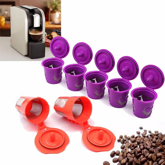 2Pcs Orange Coffee Filter + 5 Pack Violet Coffee Filters K-Cup K-Carafe Reusable