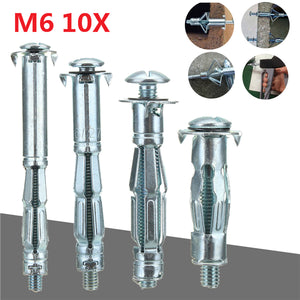 M6 Expansion Screw Bolt Heavy Duty Hollow Wall Anchors Plug Fixing Screw Kit 10Pcs