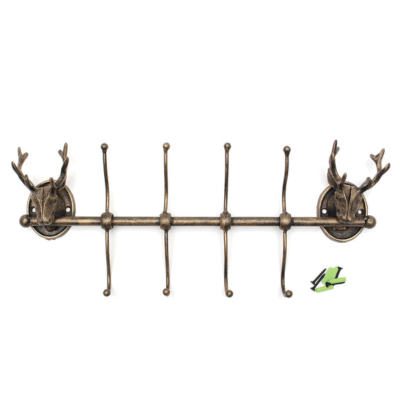 Cast Iron Wall Mounted Stags Head Deer Antlers Hat Coat Storage X8 Home Wall Hooks