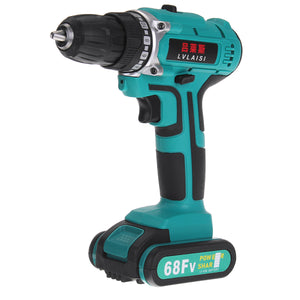 68FV Cordless Drill 2 Speed Adjustment Large Capacity Battery 28Nm Li-ion Electric Drill LED Lighting With Charger