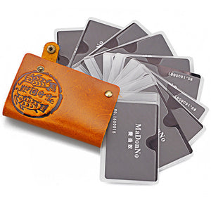 Women Men Genuine Virgin Leather 10 Credit Card Holder ID Bus Card Case Short Wallets