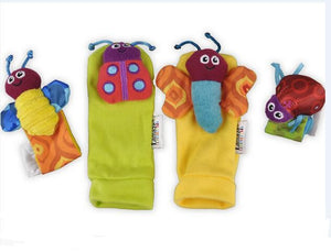 4Pcs Baby Infant Kids Cute Animals Rattles Foot Finders Toys Hand Wrist Socks Set