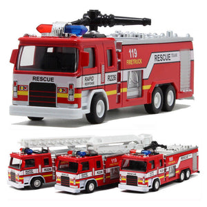 Alloy Construction Vehicles Pullback Fire Model Truck With Soud Light For Kids Gift Cars Toys