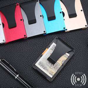 Men Women Carbon Fiber Slim Wallet Credit Card Holder RFID Blocking Anti Scan Metal Cash Clip