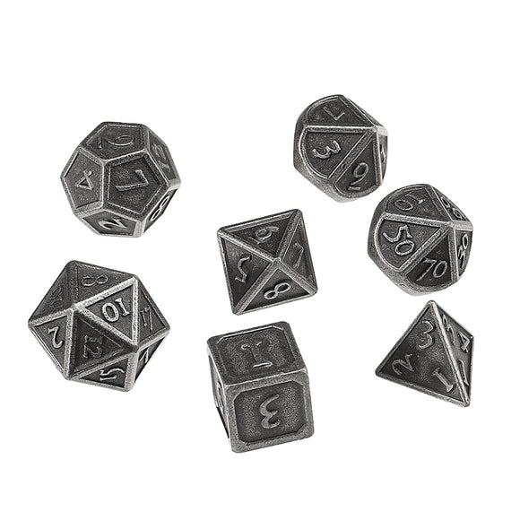 7Pcs Antique Color Solid Metal Heavy Dice Set Polyhedral Dices Role Playing Games Dice Gadget RPG