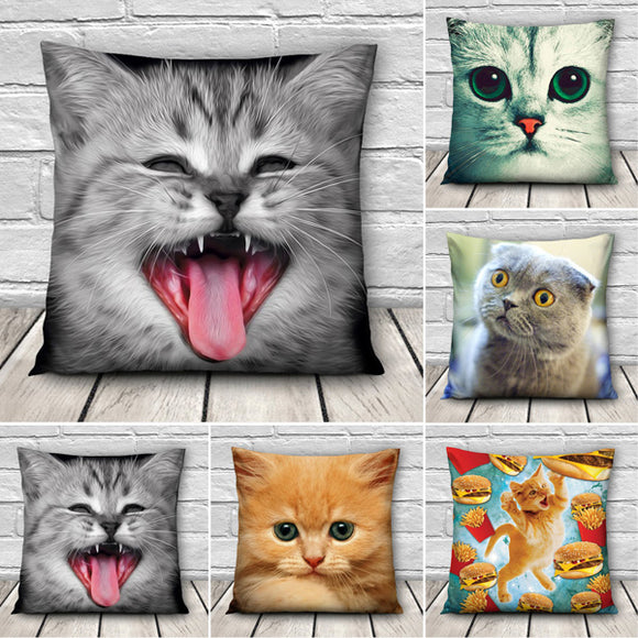 3D Cute Expressions Cats Throw Pillow Cases Sofa Office Car Cushion Cover Gift