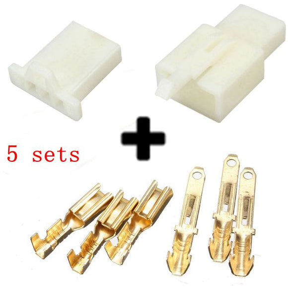 5sets 2.8mm 3 Way Motorcycle Electrical Male Female Connector Terminal Housing