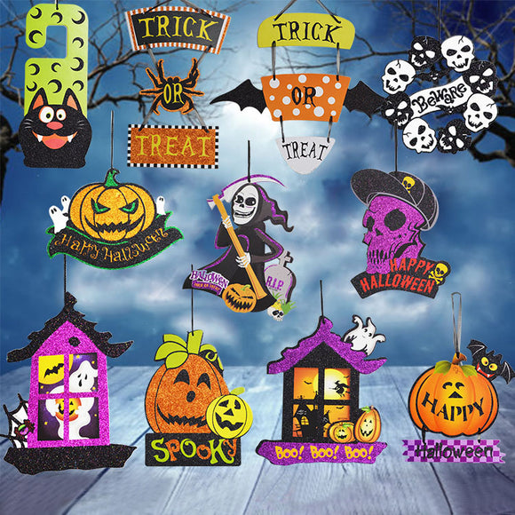 Halloween Spoof Hanging Decorations Pumpkin Ghost Skull Witch Door Hanger Halloween Supplies