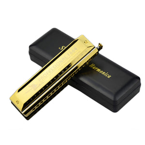 Swan SW1664 16 Holes 64 Tones Tone C Chromatic Harmonica Gold Color