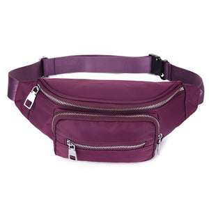 Women Nylon Waterproof Large Capacity Outdoor Sport  Waist Bag Crossbody Bag