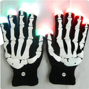 Halloween Party Glow LED Gloves With Gemmy Skeleton Magic Props