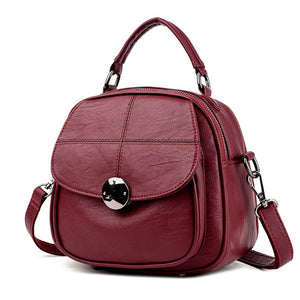 Women Solid Vintage Leisure Multi-function Handbag Waterproof Backpack