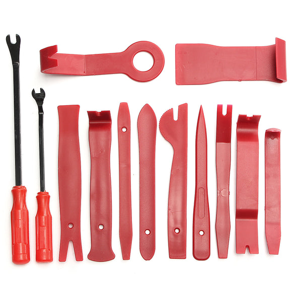 13Pcs Red Auto Car Audio Door Dash Tirm Panel Install&Removal Pry Tools Bag