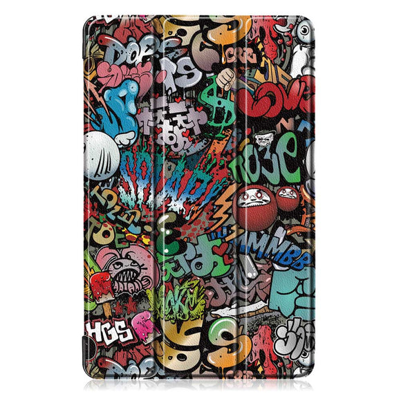 Tri-Fold Pringting Tablet Cover fr Samsung Galaxy Tab A 10.1 2019 T510 Tablet - Doodle