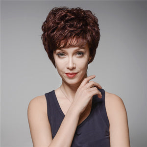 Short Remy Human Hair Wig Virgin Mono Top Side Bang Capless 14 Colors to Choose