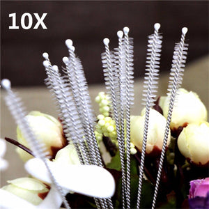 10Pcs 175mm Stainless Steel Straight Straws Cleaner Cleaning Brushes