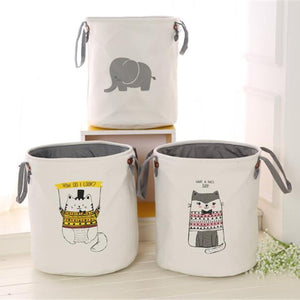 Pattern Laundry Hamper Cotton Rope Woven Handbag Canvas Laundry Basket Storage Bag Baby Toys Bin