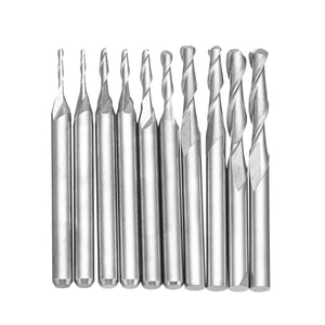 10pcs 1-3.175mm 1/8 Inch Shank Carbide Ball Nose End Mill 2 Flutes CNC Cutting Tool