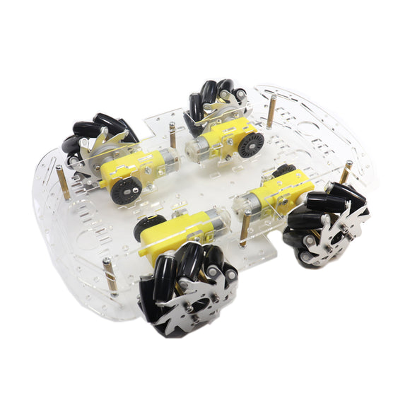 4WD 65mm Metal Omnidirectional Wheel Double Acrylic Layer Chassis Car Kit for DIY Smart Robot