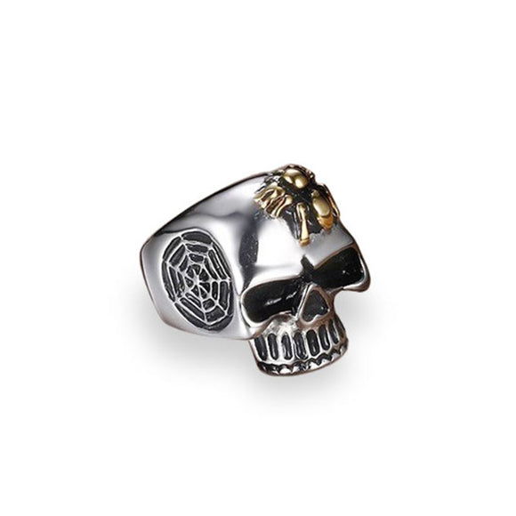 Vintage Stainless Steel Men Ring Cool Skull Spider Web Jewelry for Men