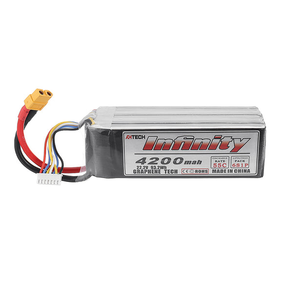 AHTECH Infinity 22.2V 4200mAh 55C 6S Lipo Battery XT60 Plug for RC Helicopter Airplane Car