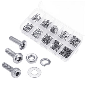 Suleve M2SSH1 600Pcs M2 304 Stainless Steel Hex Socket CapButtonFlat Head Screw Washer Nut Kit