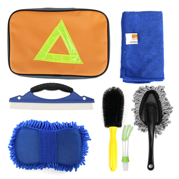 CHONGTENG Tire Brush Outlet Cleaning Brushes Small Wax Drag Towel Car Wash Cleaning Kit Seven Sets