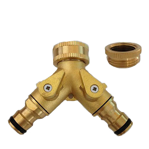 Copper 2-Outlet Water Pipe Connector for 3/4 1/2 Connector Valve Convertor Garden Tool Sets