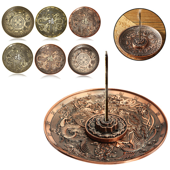 5 Holes Dragon Lotus Incense Burner Holder Retro Censer Plate For Stick Cone