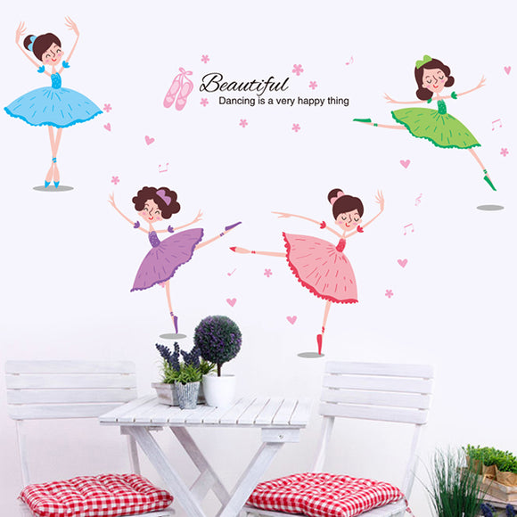 Colorful Kids Room Decor Ballet Dancing Girls Wall Sticker Removable Girls Room Decor