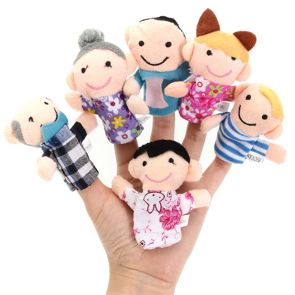 Set of 6 Family Member Finger Puppet Soft Toys Play Story Boys Girls Party Favor