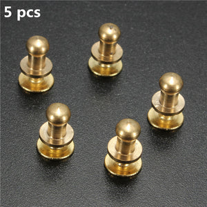 5pcs Stud Screw Round Head Solid Brass Nail Rivet Chicago Button DIY Leather