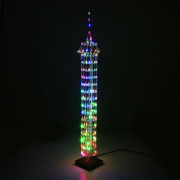 DIY Macao Tower LED Light Cube Wireless Remote Control Music Spectrum Electronic Kit