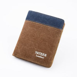 Men Retro Canvas Vertical Horizontal Card Holder Wallet