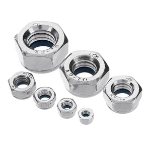 Suleve MXSN4 170Pcs 304 Stainless Steel Lock Nut Assortment M3/4/5/6/8/10/12 Nylon Insert Locknut