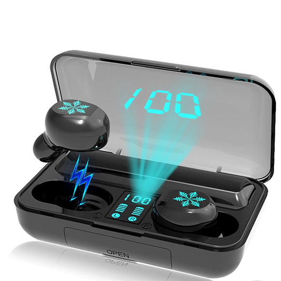 Mini Portable TWS Earbuds Wireless bluetooth 5.0 Earphone LED Display IPX7 Waterproof Headphone with Mic