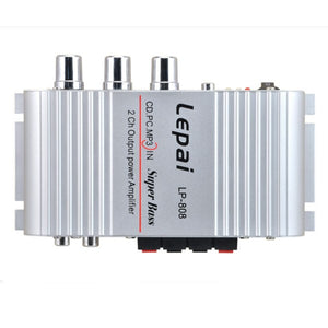 Lepy LP-808 Silver 12V Amplifier Mini Hi-Fi Stereo Audio Amplifier