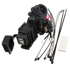 2.1A Dual USB Power Charger Port Socket Waterproof Motorcycle Mobile Phone GPS