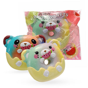 Areedy Galaxy Donuts Bear Eating Watermelon Squishy 13CM Licensed Slow Rising With Packaging