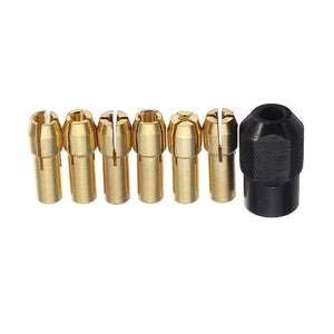 6Pcs 1-3.2mm Brass Drill Collet Chucks with M8x0.75mm Black Nut Dremel Rotary Tool Accessories