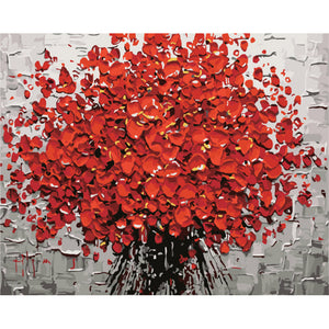 40X50CM Frameless Abstract Red Petals Tree Canvas Linen Canvas Oil Painting DIY Paint By Numbers