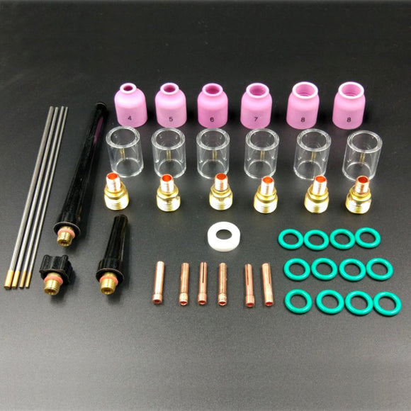 44PCS TIG Welding Torch Stubby Gas Lens #10 Cup Kit for WP9/20/25 WL20 Tungsten