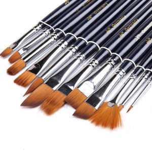 Zhuting ZN 0015A 12 Pcs Short Rod Copper Tube Nylon Writing Brush Supplies