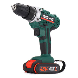 48VF Electric Cordless Drill Driver Screwdriver LED Light 2-speed Power Drill w/ 1 or 2 Battery