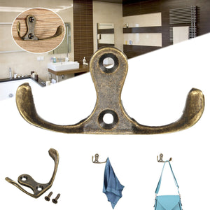 Door Wall Mount Hooks Home Kitchen Towel Clothes Hat Coat Hanger With 2 Holes