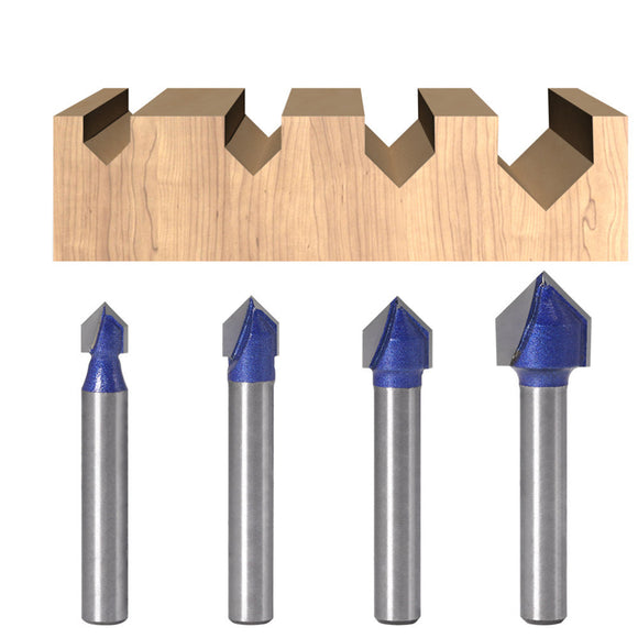 6mm Shank 90 Degree V Type Groove Flush Trim Router Bit Chuck Trimming Engraving Milling Cutter