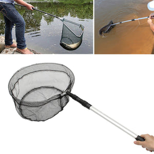 1.5/1.7/1.9/2.1m Telescopic Light Weight Folding Fishing Landing Net Mesh Pole Handle 3 Sections