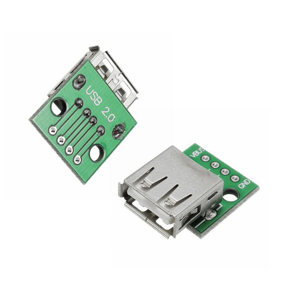 2Pcs USB 2.0 Female Head Socket To DIP 2.54mm Pin 4P Adapter Board